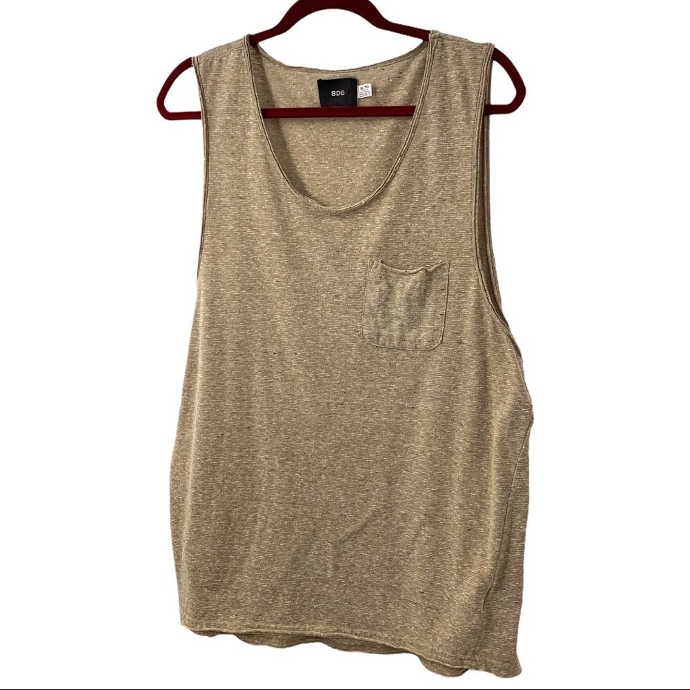BDG Tan Speckled Sleeveless Pocket Tank Top - Picture 2 of 7